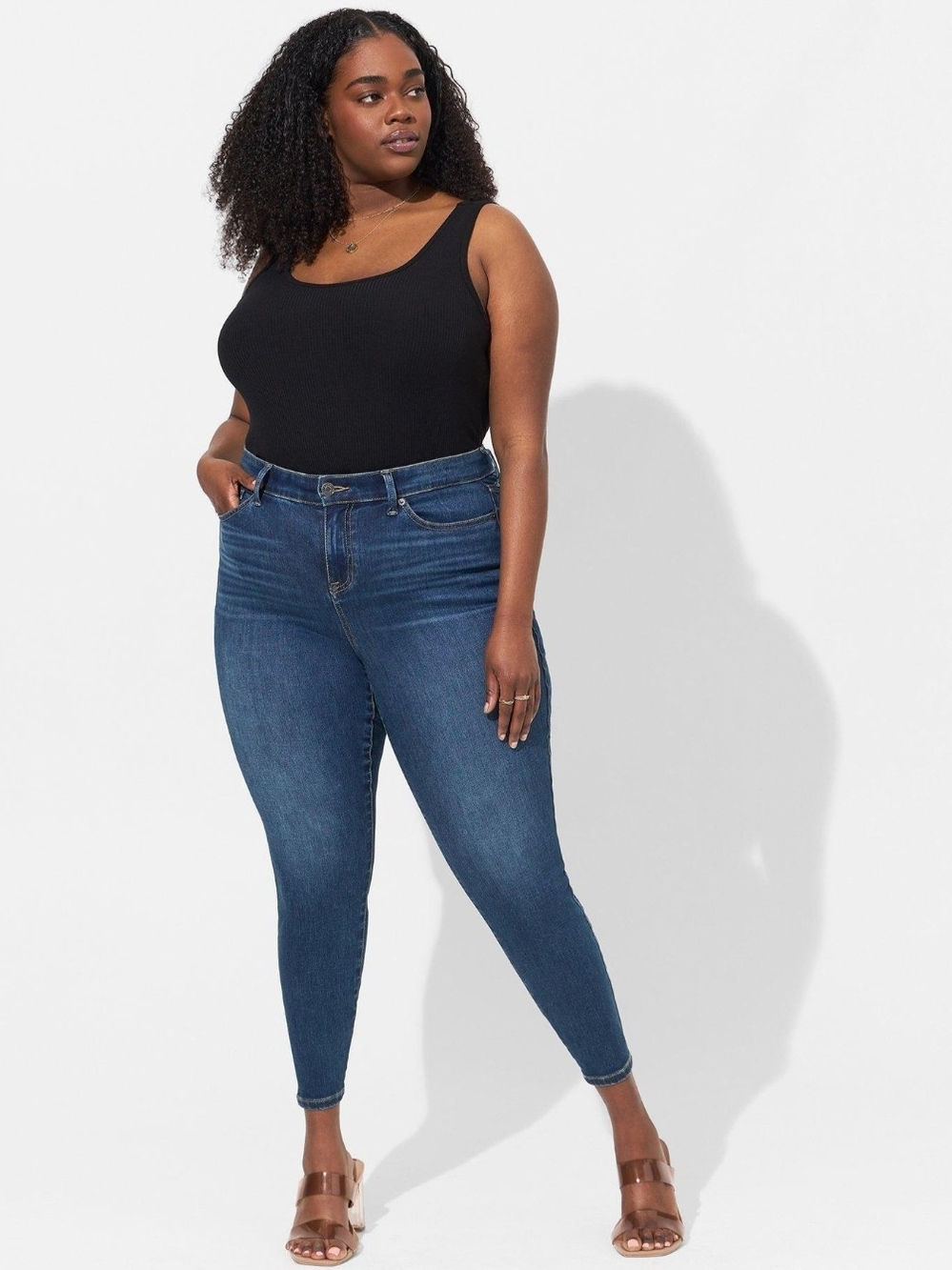 Torrid Stretch High Mid-Rise Dark Wash Skinny Jeans 16-20 Medium